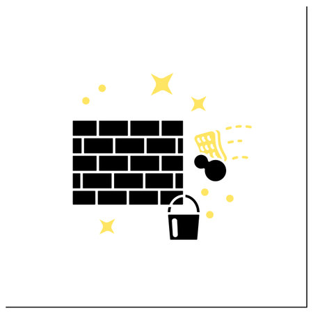 Wall cleaning glyph iconのイラスト素材