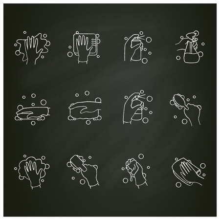 Surface wiping chalk icons setのイラスト素材