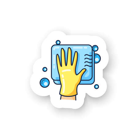 Cleaning sponge stickerのイラスト素材