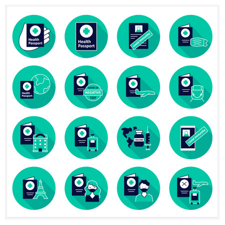 Health passport flat icons setのイラスト素材