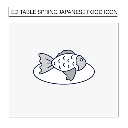 Sakura taiyaki line iconのイラスト素材