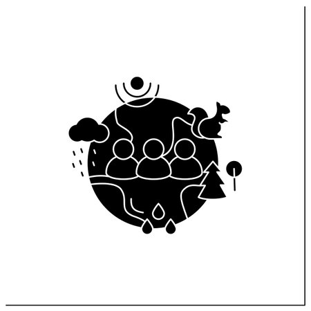 Humans and ecosystem glyph iconのイラスト素材