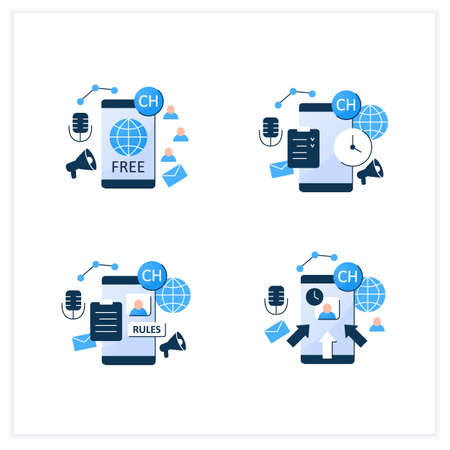 Drop in audio app flat icons setのイラスト素材