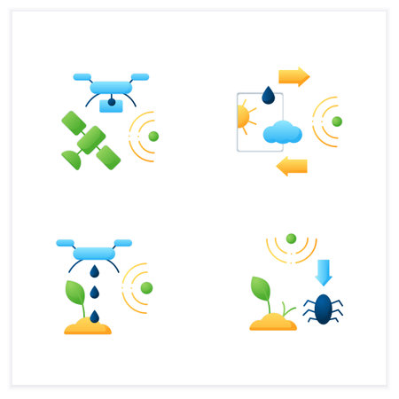 Smart farm flat icons setのイラスト素材