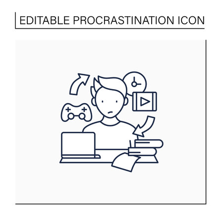 Procrastination habit line iconのイラスト素材