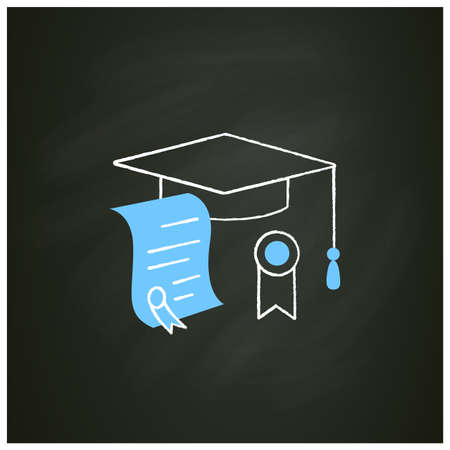Graduation card chalk iconのイラスト素材