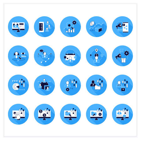 Customer data platform flat icons setのイラスト素材