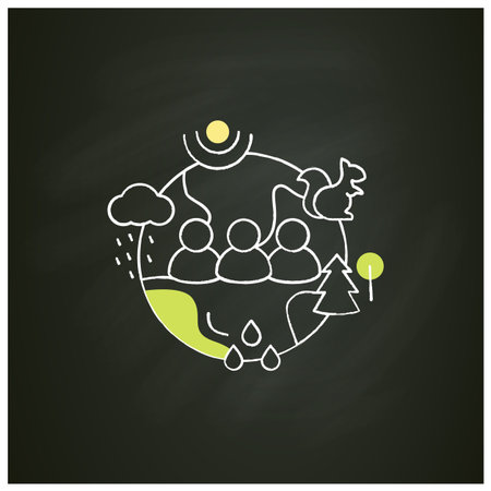 Humans and ecosystem chalk iconのイラスト素材