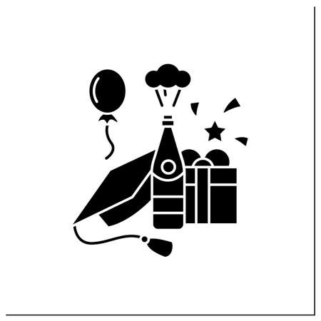 Graduation party glyph iconのイラスト素材