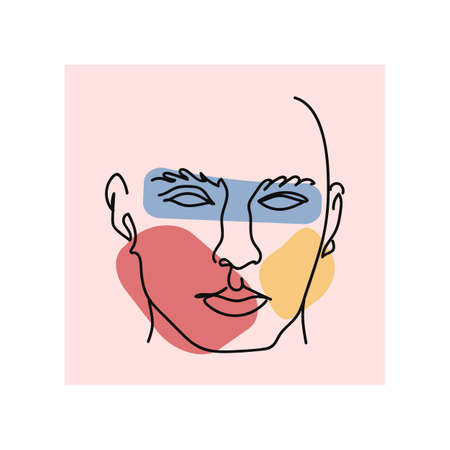 Handsome male continuous silhouette artのイラスト素材