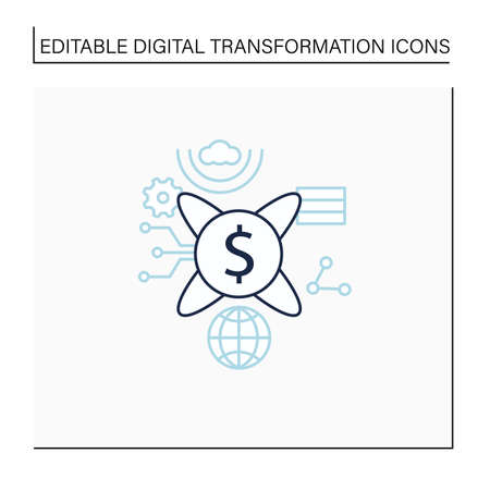 Tokenization technologies line iconのイラスト素材