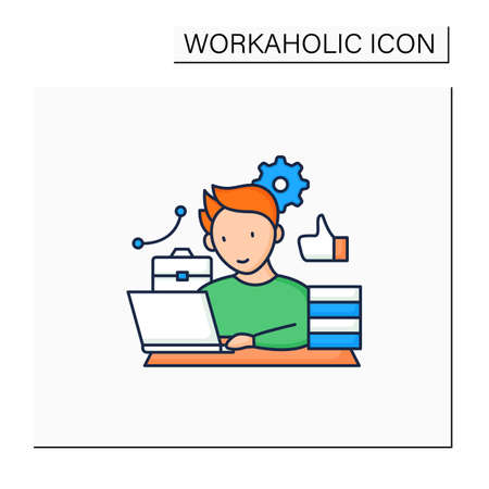 Workaholic color iconのイラスト素材