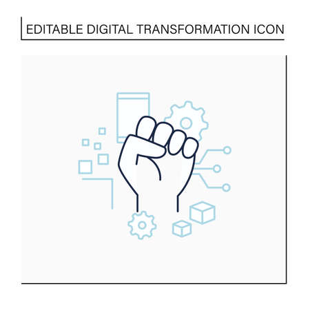 Digital revolution line iconのイラスト素材