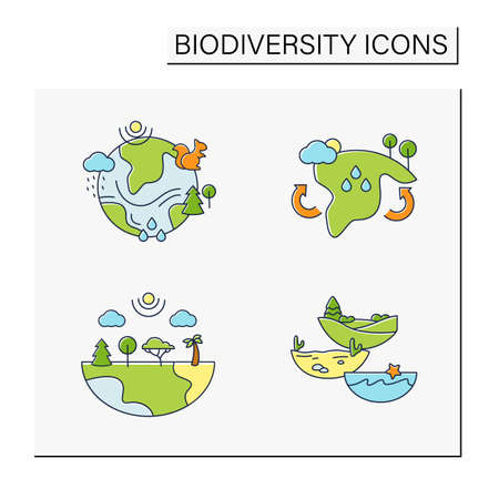 Biodiversity color icons setのイラスト素材