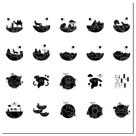 Biodiversity glyph icons setのイラスト素材