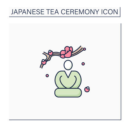 Seiza position color iconのイラスト素材