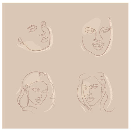 Attractive female silhouette chalk collectionsのイラスト素材