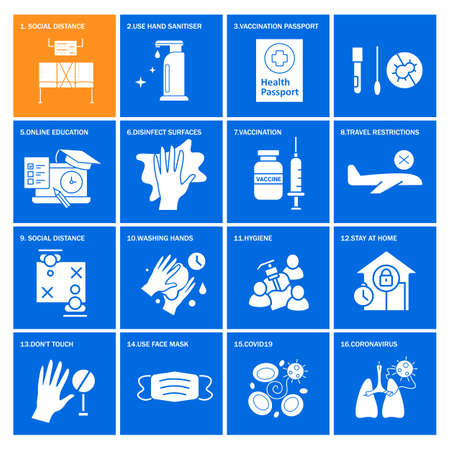 Covid prevention vector illustrationsのイラスト素材
