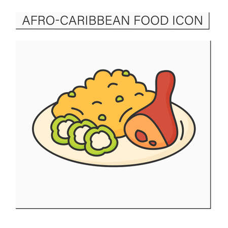 Afro-Caribbean food color iconのイラスト素材