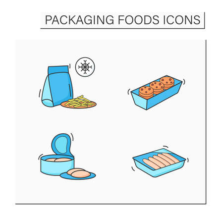 Packing foods color icons setのイラスト素材