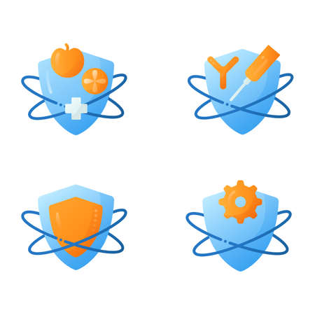 Immune system flat icons setのイラスト素材