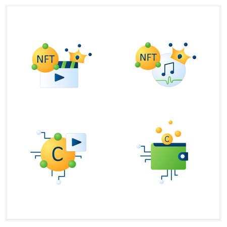 NFT flat icons setのイラスト素材