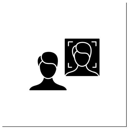 Photo face recognition glyph iconのイラスト素材