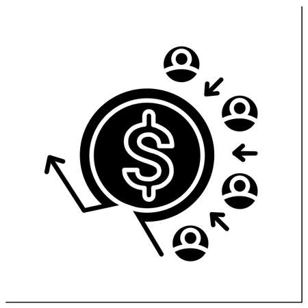 Customer acquisition costs glyph iconのイラスト素材