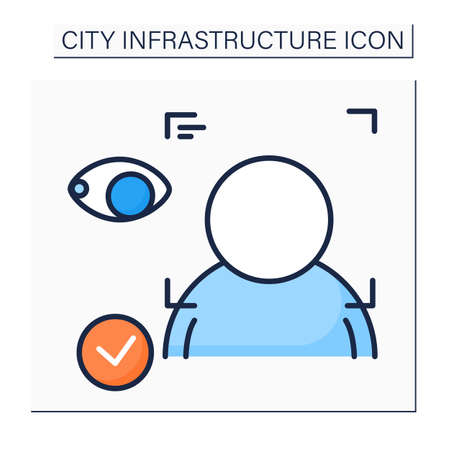 Facial recognition color iconのイラスト素材