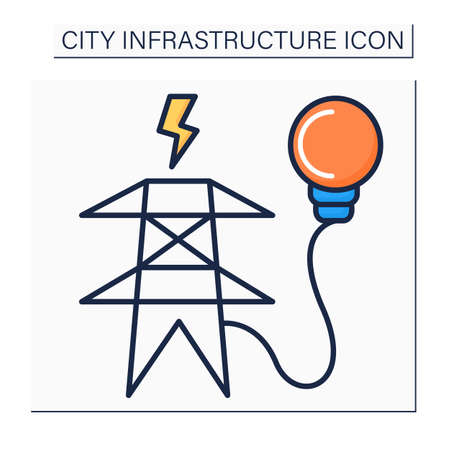 Electricity supply color iconのイラスト素材