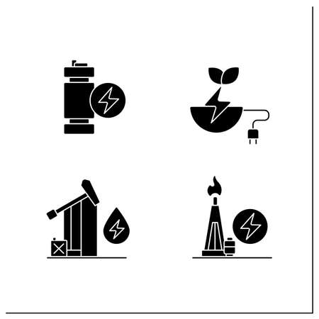 Energy glyph icons setのイラスト素材