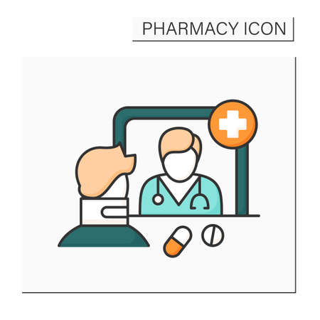 Community pharmacy color iconのイラスト素材