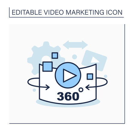 360-degree video line iconのイラスト素材