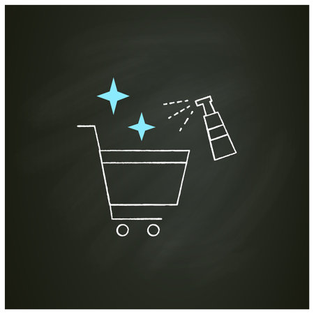 Cleaning shopping cart chalk iconのイラスト素材
