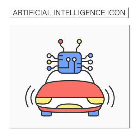 Self-driving car color iconのイラスト素材