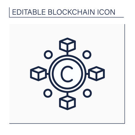 Blockchain line iconのイラスト素材