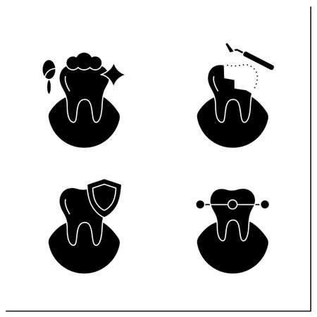 Dentist glyph icons setのイラスト素材