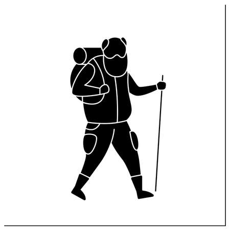 Hiking glyph iconのイラスト素材