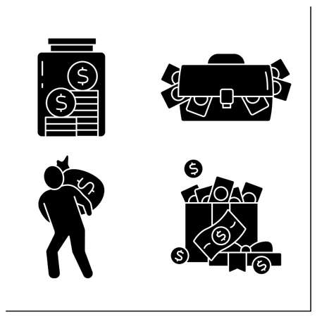 Money glyph icons setのイラスト素材