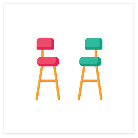 Bar chairs color iconのイラスト素材