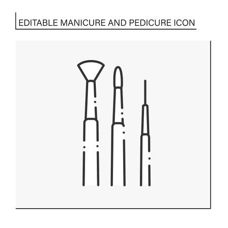 Nail brushes line iconのイラスト素材