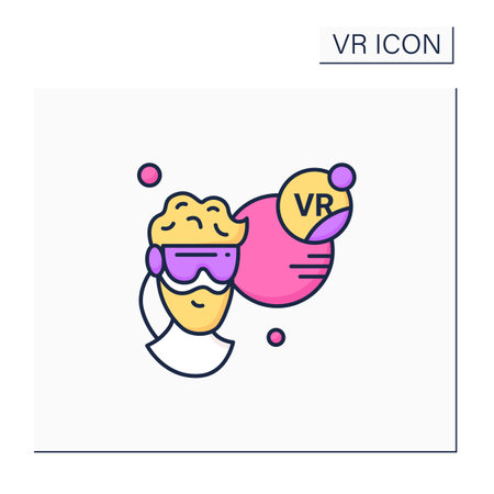 VR headset color iconのイラスト素材