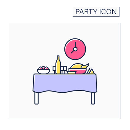 Dinner party color iconのイラスト素材