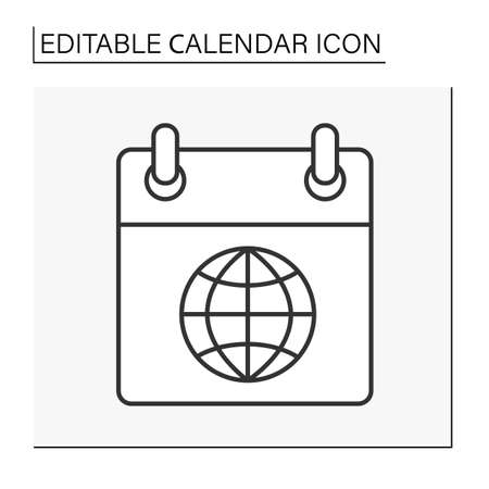 Reminder line icon. International Earth day. Global communication. Calendar concept. Isolated vector illustration. Editable strokeのイラスト素材