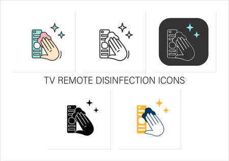 TV remote disinfection icons setのイラスト素材