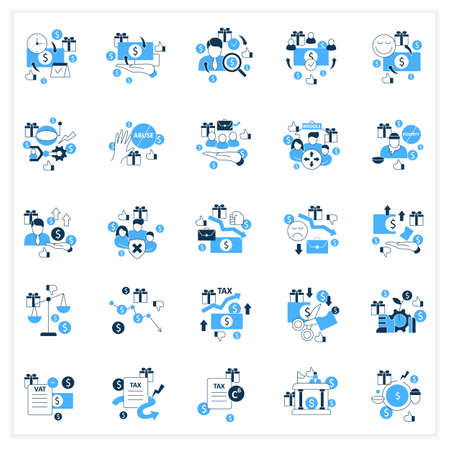 Universal basic income flat icons setのイラスト素材