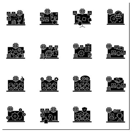Remote command management glyph icon setのイラスト素材