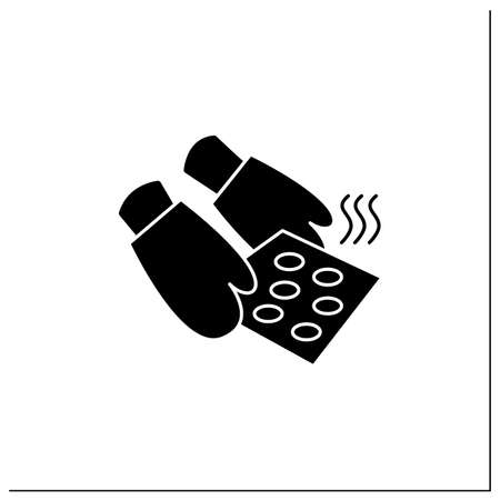 Oven mitts glyph iconのイラスト素材
