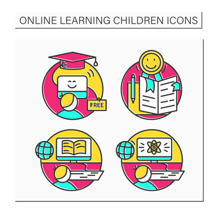 Online education color icons setのイラスト素材
