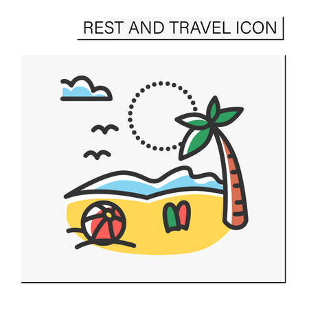 Seaside resort color iconのイラスト素材